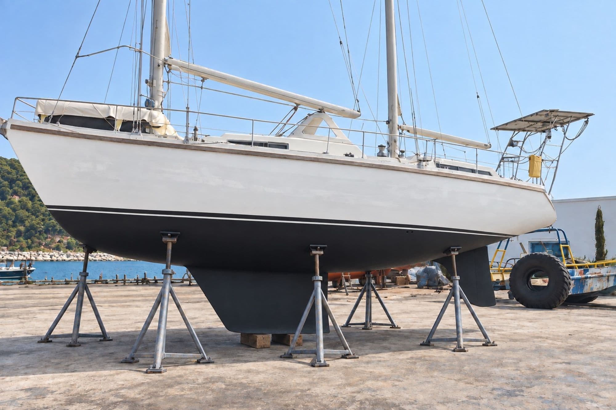 Après : même voilier avec antifouling neuf